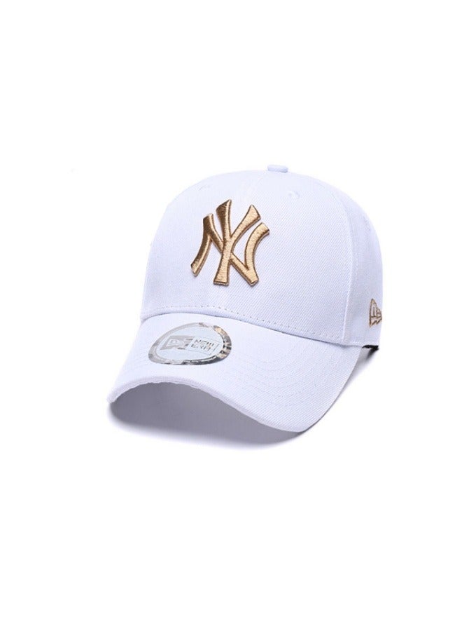 New Era 9Fort New York Yankees Baseball Hat Duck billed Hat Pointed Hat Sun Hat Pure Cotton Men's and Women's Hat Baseball Outdoor White