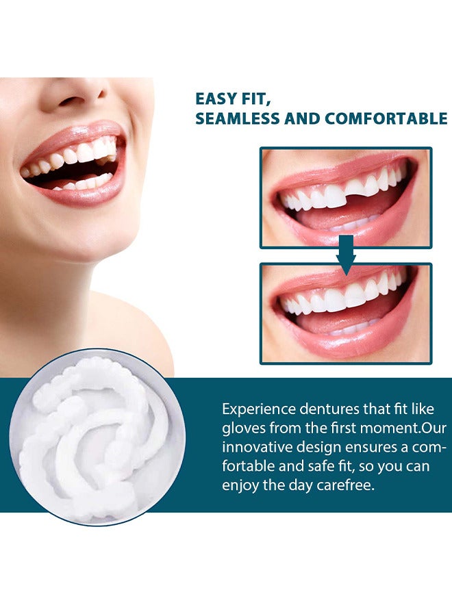 Adjustable Snap-On Prosthese, Cosmetic Denture Veneers For Upper And Lower Jaw, Denture Smile Teeth Customizable Temporary Perfect Fake Teeth Molds Braces For Snap In Instant And Confidence Smile