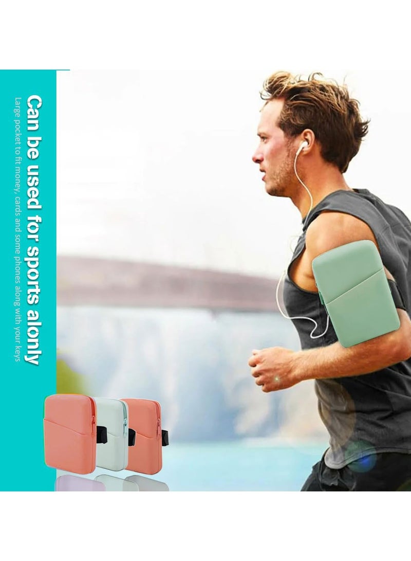 Running Arm Bag for Cell Phone, Safety Grade Silicone Waterproof Arm Pack, Adjustable Elastic Portable Arm Bags for Running and Fitness