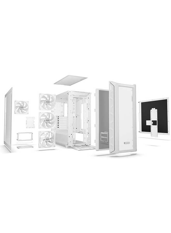 be quiet! Shadow Base 800 FX White PC Case, Light Wings White 140 mm PWM Fan, ARGB Lighting, USB 3.2 Gen. 2 Type C, Maximum Airflow, E-ATX Motherboard, 420 mm Radiators, Glass Side Panel, BGW64