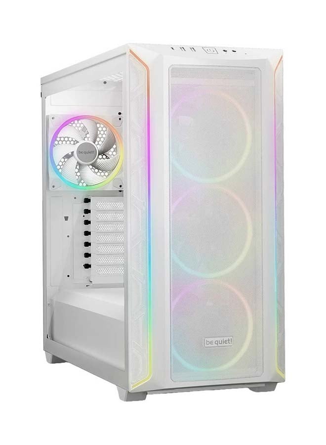 be quiet! Shadow Base 800 FX White PC Case, Light Wings White 140 mm PWM Fan, ARGB Lighting, USB 3.2 Gen. 2 Type C, Maximum Airflow, E-ATX Motherboard, 420 mm Radiators, Glass Side Panel, BGW64