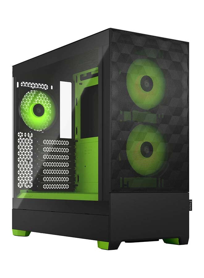 Fractal Pop Air RGB TG Green Core ATX Gaming PC Case, Honeycomb Mesh Front, Temp Glass Panel, Up to 280mm Radiator & 5x120mm Fans, Hidden Storage, USB-C I/O Panel, Green-Black | FD-C-POR1A-04