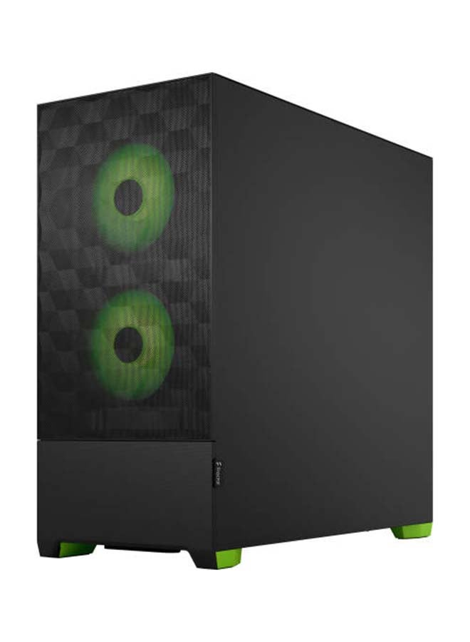 Fractal Pop Air RGB TG Green Core ATX Gaming PC Case, Honeycomb Mesh Front, Temp Glass Panel, Up to 280mm Radiator & 5x120mm Fans, Hidden Storage, USB-C I/O Panel, Green-Black | FD-C-POR1A-04