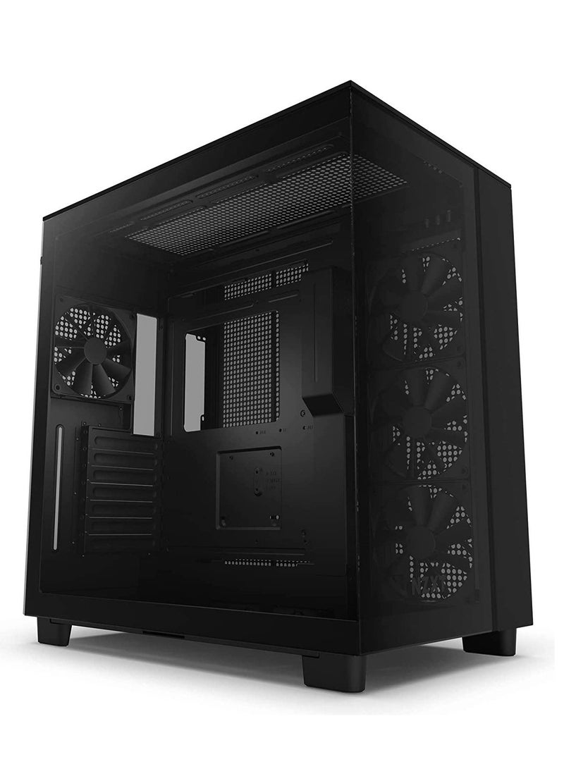 NZXT H9 Flow Dual-Chamber Mid-Tower ATX Gaming PC Case, High-Airflow Top Panel, Temp Glass Front & Side, Up to 360mm Radiator & 10x 120mm Fans Support, USB 3.2 Type-C & A Ports, Black | CM-H91FB-01