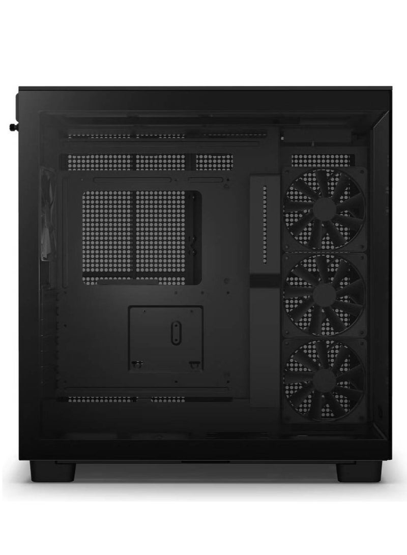 NZXT H9 Flow Dual-Chamber Mid-Tower ATX Gaming PC Case, High-Airflow Top Panel, Temp Glass Front & Side, Up to 360mm Radiator & 10x 120mm Fans Support, USB 3.2 Type-C & A Ports, Black | CM-H91FB-01