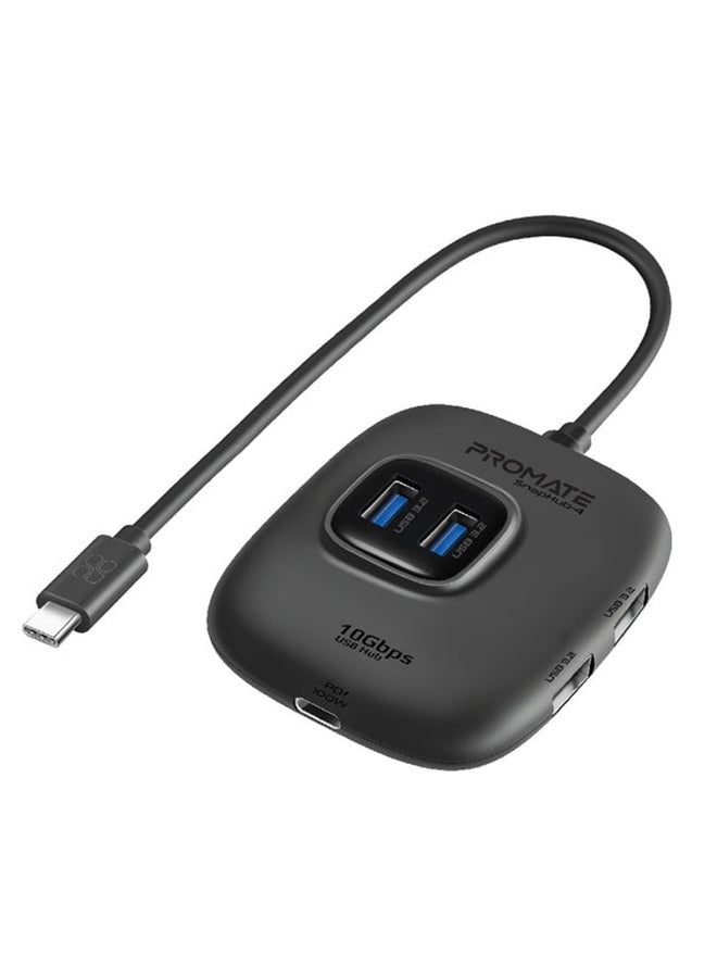 USB-C To USB Hub Premium Multiport With Removable USB-A Adapter 10Gbps Sync Charge USB 3.2 Ports 100W Type-C Power Delivery Black