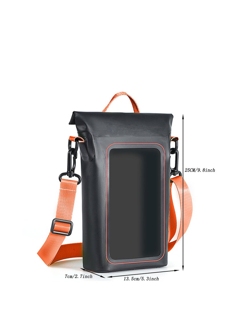 Mobile Phone Waterproof Bag, Boating Waterproof Bag, Waterproof Mobile Phone Bag, Keeps Gear Dry for Kayaking, Rafting, Boating, Swimming, Camping, Hiking, Beach, Fishing.(Black+Orange)