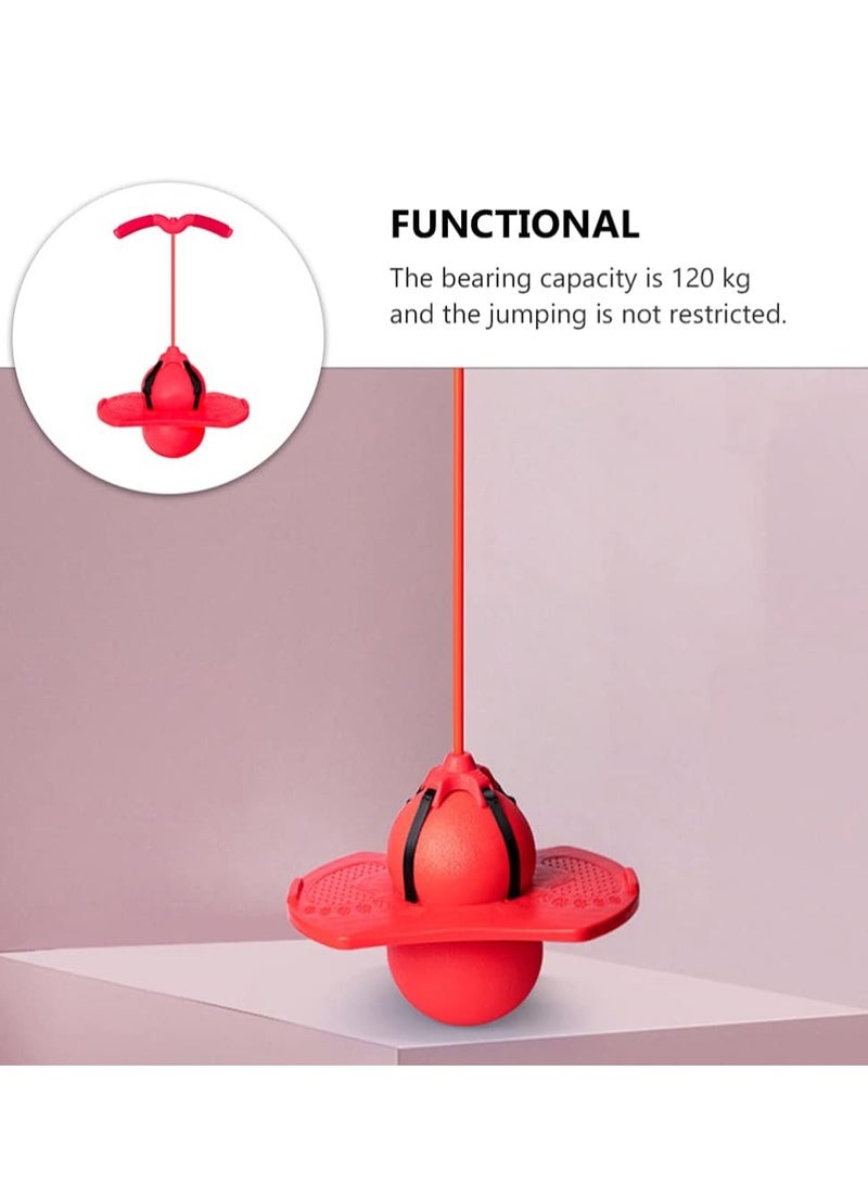 Bouncing Ball with Handle High Hopper Jumper Toy Jump Trick Board Safe and Fun Stick Sports Game Exercise (Red)