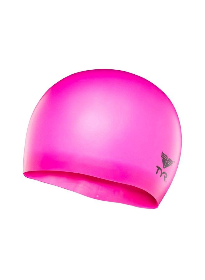 Wrinkle Free Junior Silicone Swim Cap (Fluro Pink)