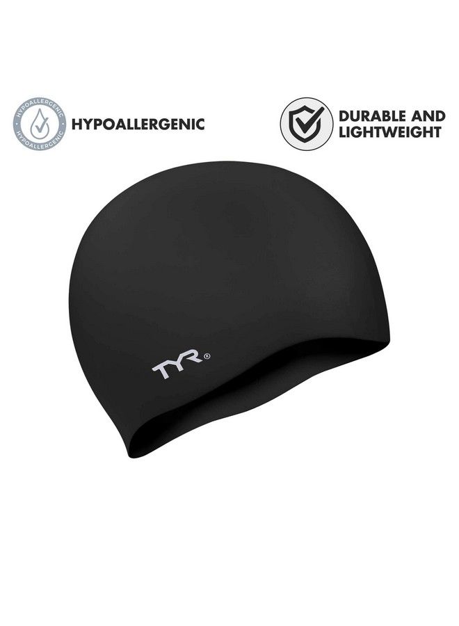 Wrinkle Free Silicone Swim Cap (Black)