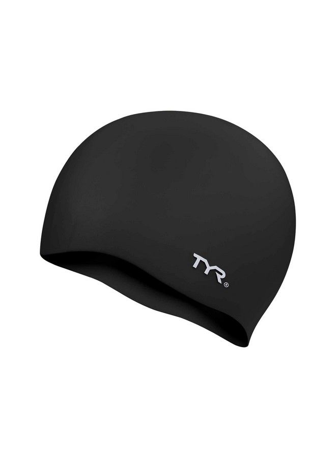 Wrinkle Free Silicone Swim Cap (Black)