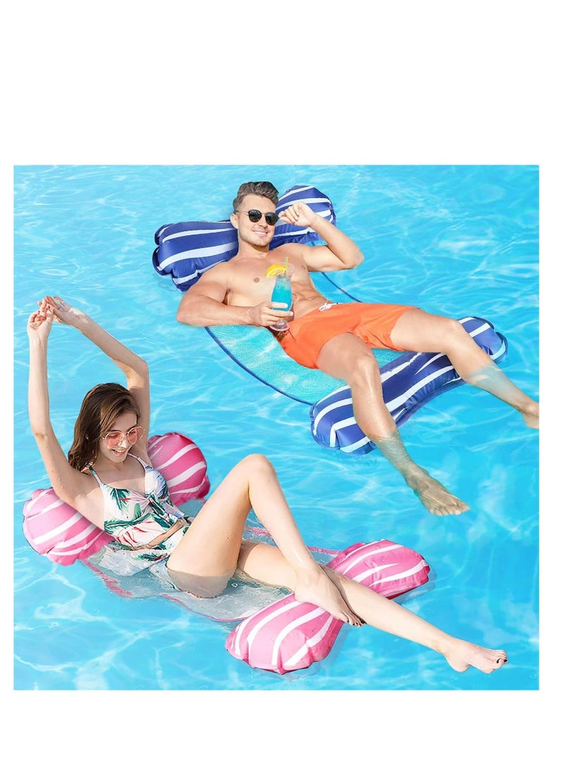 1 Pack Inflatable Hammock Float Swimming Pool Floaties Multi Purpose 4 in 1 Pool Floating Lounger Portable Pool Raft Lounger Toys for Adults Saddle Lounge Chair Hammock Drifter Blue