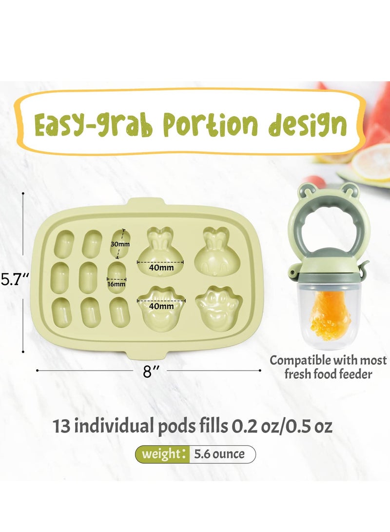 Baby Food Freezer Tray, Baby Food Storage Containers, Silicone Ice Cube Trays with Lid, Freezer Safe Breastmilk Popsicle Molds for Teething DIY Homemade Baby Food, Vegetable & Fruit Purees