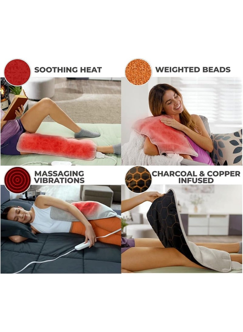 Heat Back Wrap Deluxe Electric Back Heating Pad with Customizable Inflatable Lumbar Support, Soothing Heat, & Massaging Vibrations- 27 Settings 3 Heat, 9 Vibration, 3 Lumbar