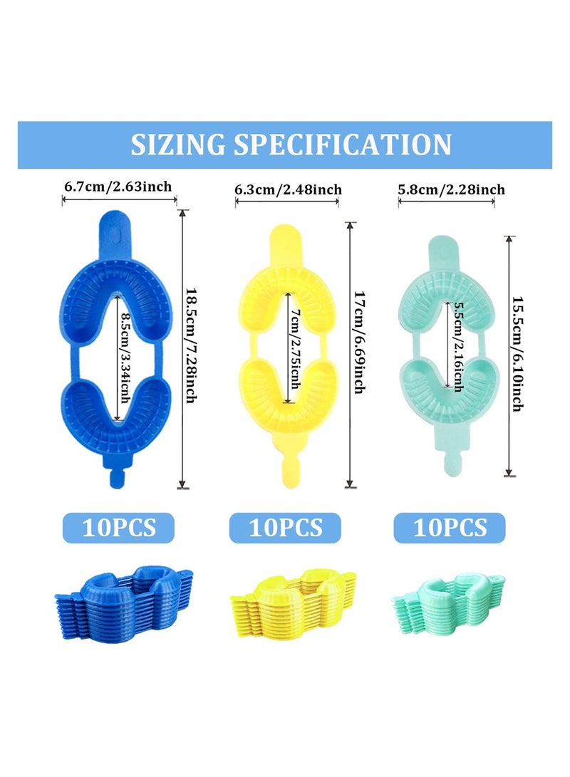 30Pcs Disposable Dental Fluoride Trays, 3 Sizes Dental Impression Trays Foam Mouth Guard Fluorinated Foam Tray (S/M/L)