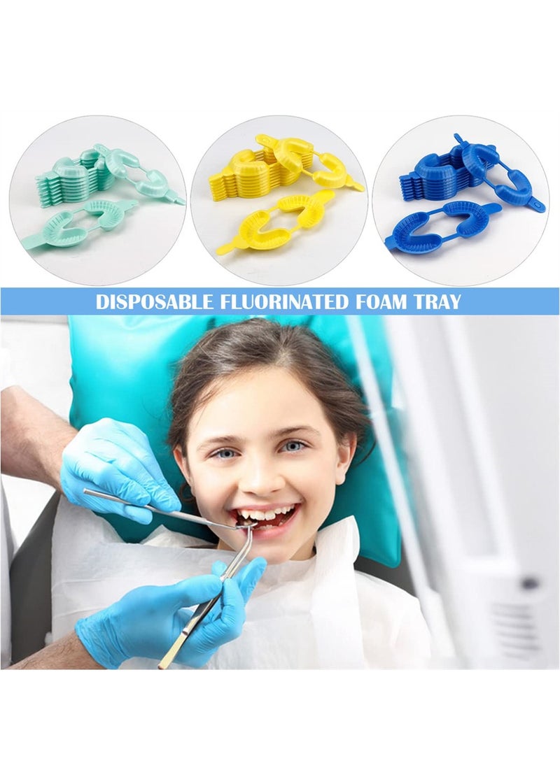 30Pcs Disposable Dental Fluoride Trays, 3 Sizes Dental Impression Trays Foam Mouth Guard Fluorinated Foam Tray (S/M/L)