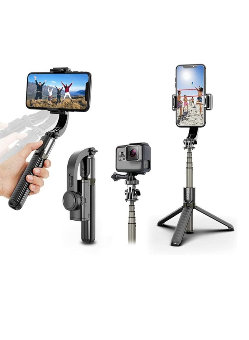 Selfie Stick Gimbal Stabilizer,  360° Rotation Tripod with Wireless Remote, Portable Phone Holder, Auto Balance 1-Axis Gimbal for Smartphones Tiktok Vlog Youtuber Live Video Record