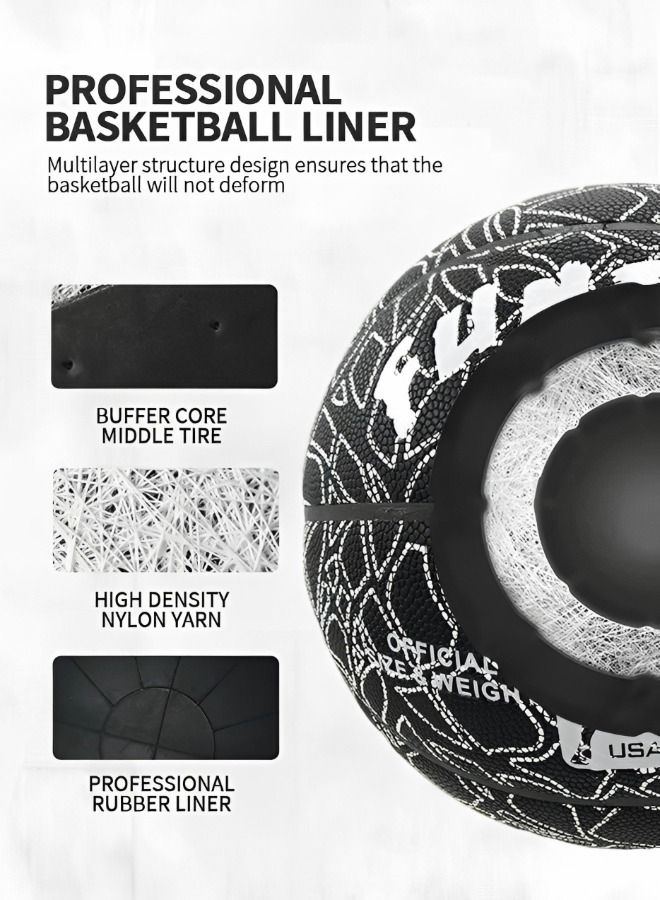 Luminous Glowing Leather Basketball, Glow In the Dark Basketball Official Size 7 (29.5