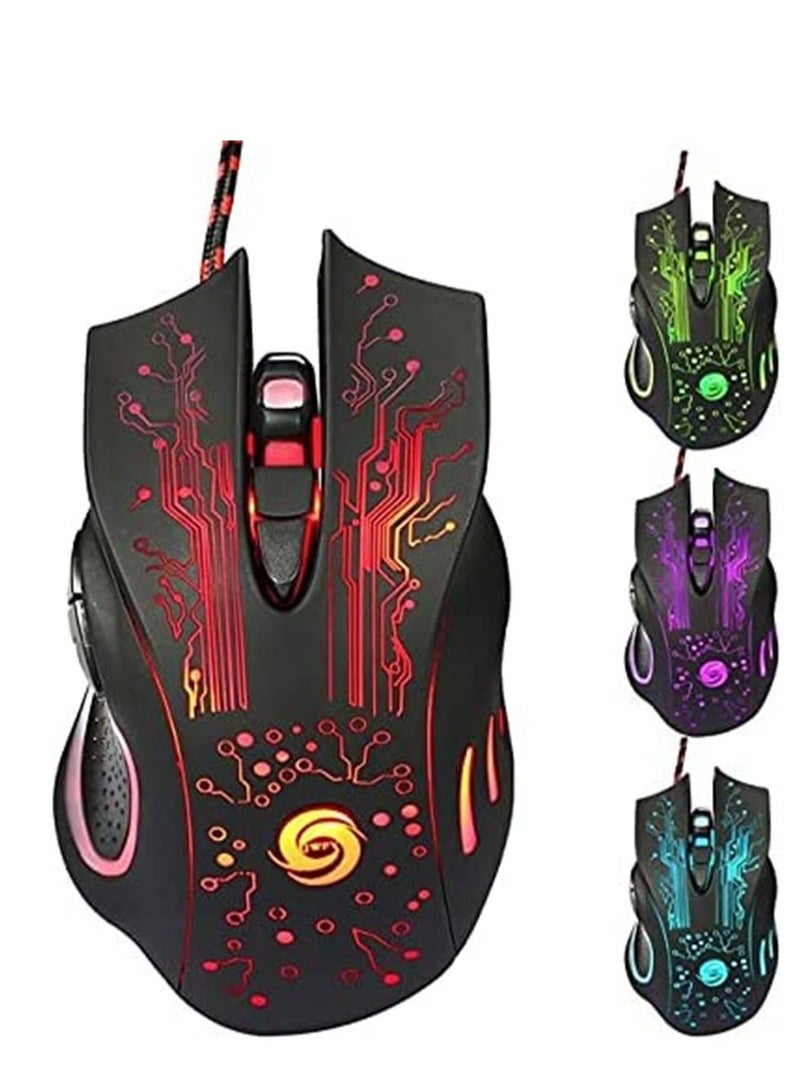 Gaming Mice Computer Gaming Mouse Wired Manipulator Gaming Mouse Glare USB Wired Gaming Mouse Adjustable 7 Buttons LED Backlit Professional Gamer Mice Ergonomic for PC Laptop