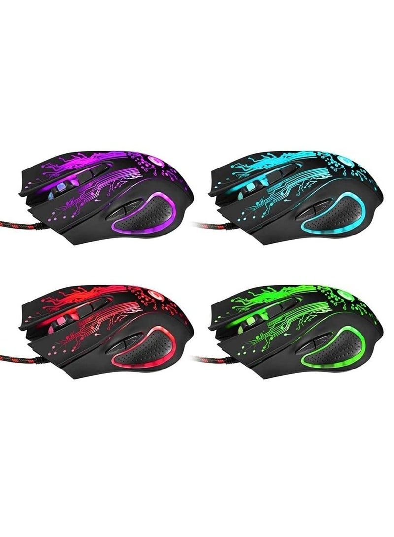 Gaming Mice Computer Gaming Mouse Wired Manipulator Gaming Mouse Glare USB Wired Gaming Mouse Adjustable 7 Buttons LED Backlit Professional Gamer Mice Ergonomic for PC Laptop