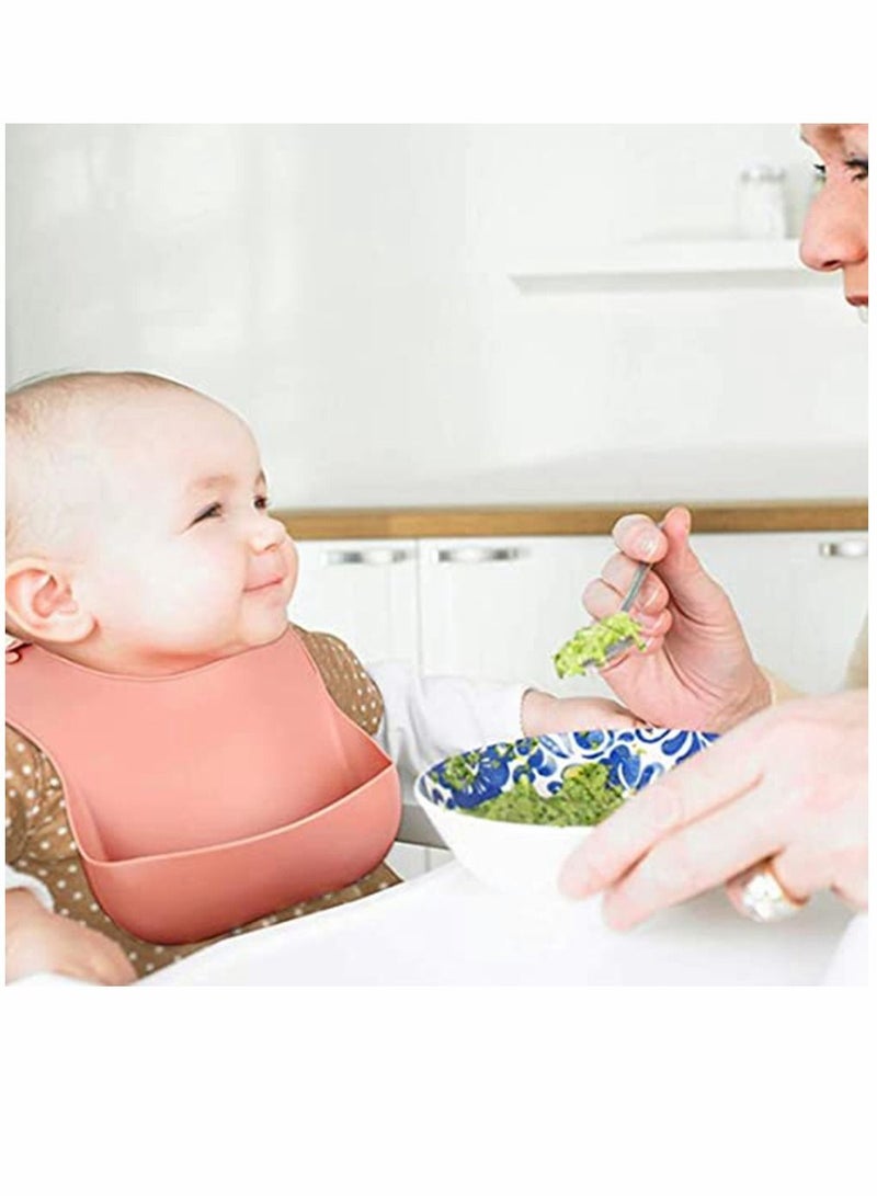 Silicone Baby Feeding Set with Gift Box, Adjustable Baby Bib Toddler Divider Plate Bowl Spoon Fork with Suction