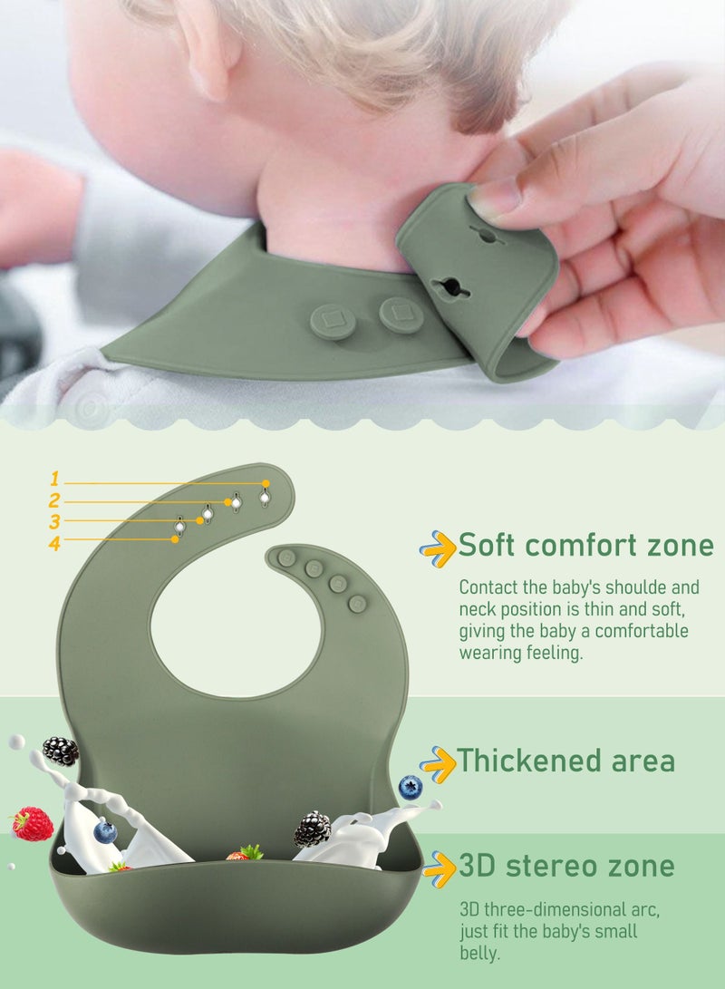 9 Piece Baby Feeding Set Baby Led Weaning Feeding Supplies for Toddlers  Suction Silicone Baby Bowl Self Eating Utensils with Spoons, Bibs, Cup and Infant Suction Plate with Lid