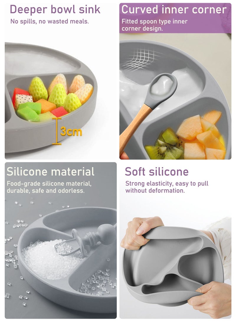 9 Piece Baby Feeding Set Baby Led Weaning Feeding Supplies for Toddlers  Suction Silicone Baby Bowl Self Eating Utensils with Spoons Bibs Cup and Infant Suction Plate with Lid
