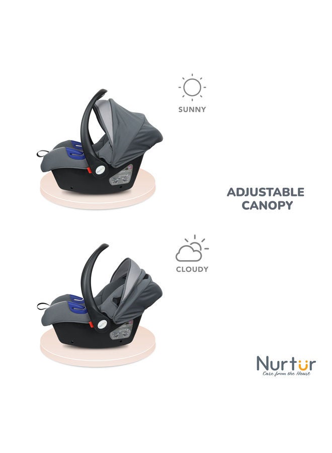 Nemo Baby Carrier Adjustable Canopy and Handle Extra Protection 3 Point Safety Harness Suitable from 0 months to 12 months Up to 13kg Light Grey Official Product