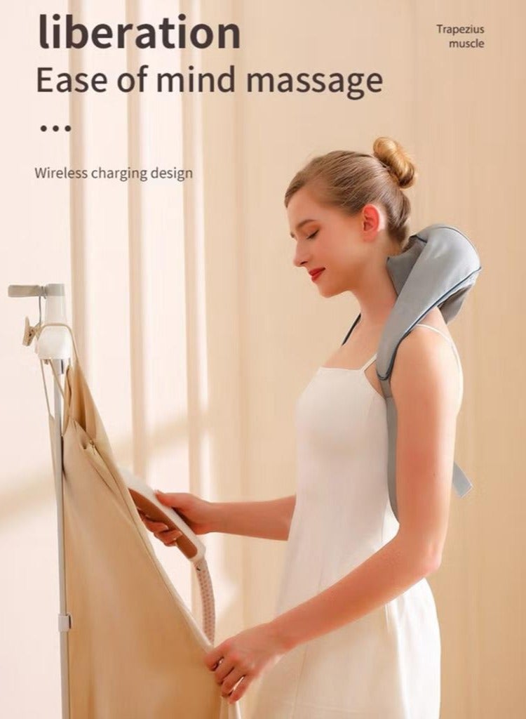 Shiatsu Neck and Shoulder Massager With Heat Relieve Tension Target Acupoints Spa-Quality Massage 6D Extra Large Massage Head Wearable Design Ideal For Pain Relief Muscle Relaxation Stress Reduction