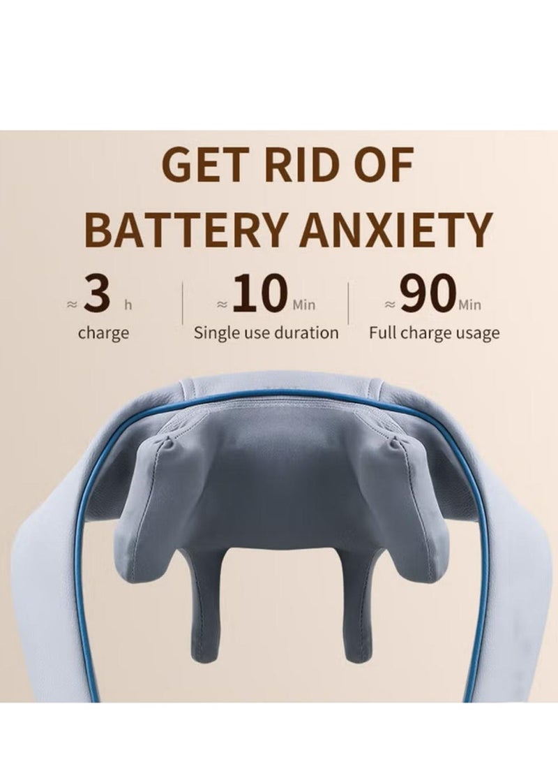 Shiatsu Neck and Shoulder Massager With Heat Relieve Tension Target Acupoints Spa-Quality Massage 6D Extra Large Massage Head Wearable Design Ideal For Pain Relief Muscle Relaxation Stress Reduction