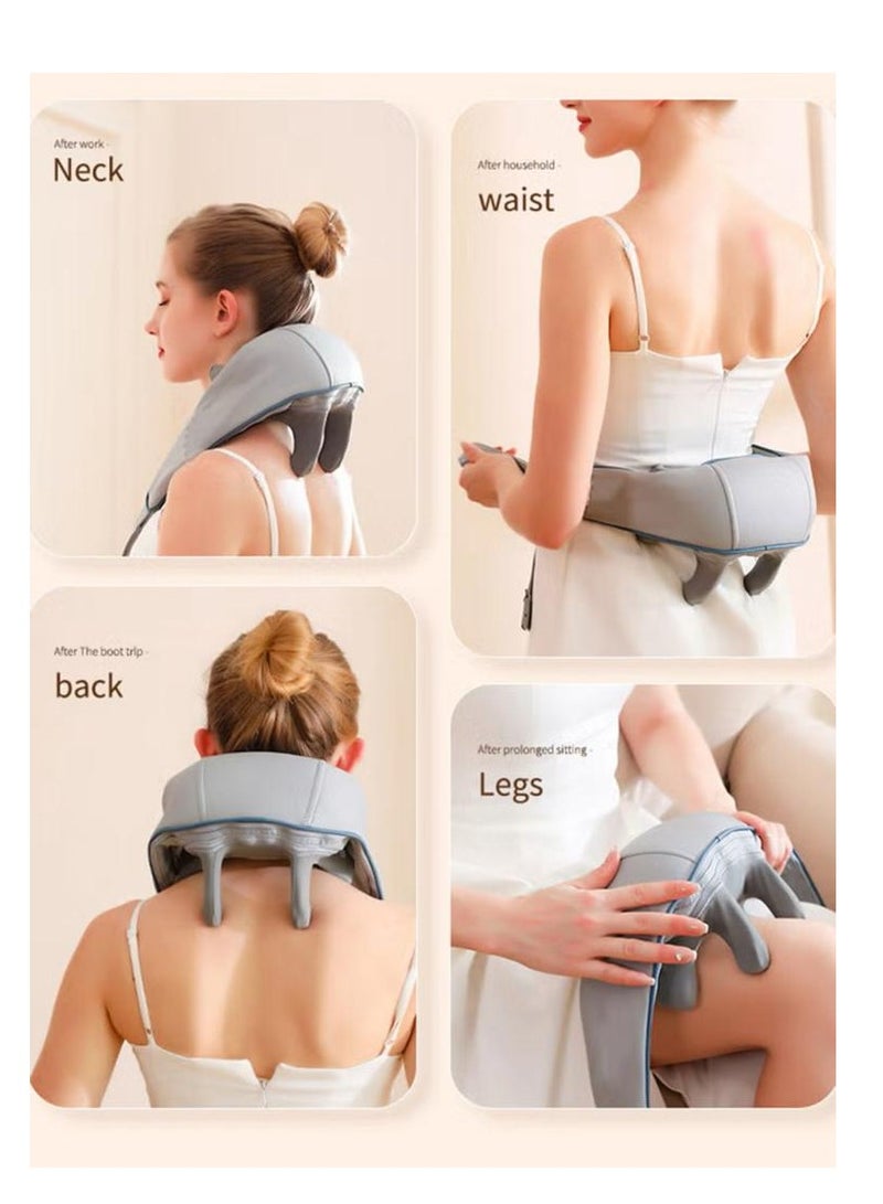 Shiatsu Neck and Shoulder Massager With Heat Relieve Tension Target Acupoints Spa-Quality Massage 6D Extra Large Massage Head Wearable Design Ideal For Pain Relief Muscle Relaxation Stress Reduction