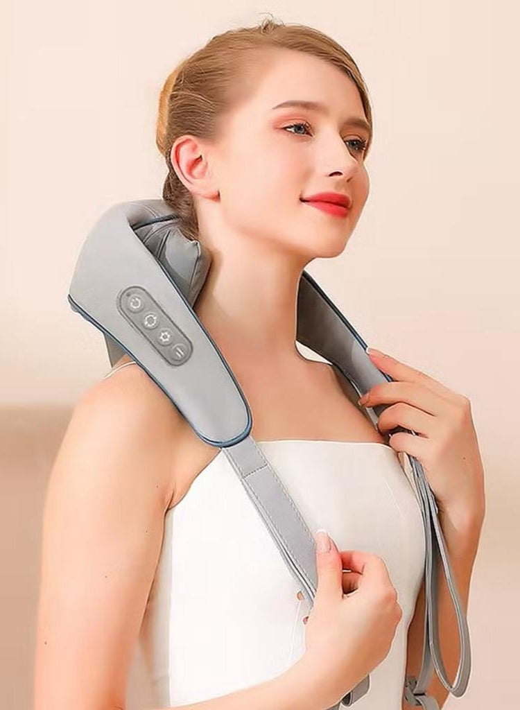 Shiatsu Neck and Shoulder Massager With Heat Relieve Tension Target Acupoints Spa-Quality Massage 6D Extra Large Massage Head Wearable Design Ideal For Pain Relief Muscle Relaxation Stress Reduction