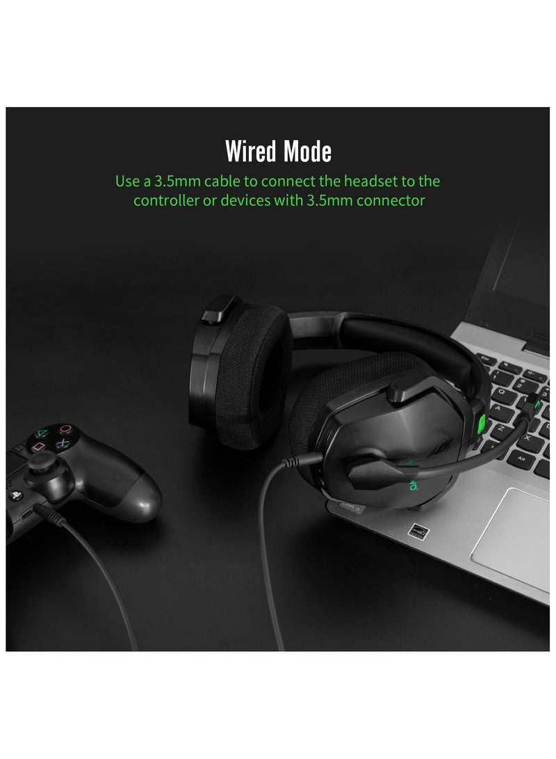 Dual Wireless Gaming Headset with Microphone for PS5, PS4, PC, Mobile, Switch: 2.4GHz Wireless + Bluetooth - 100 Hr Battery - 50mm Drivers