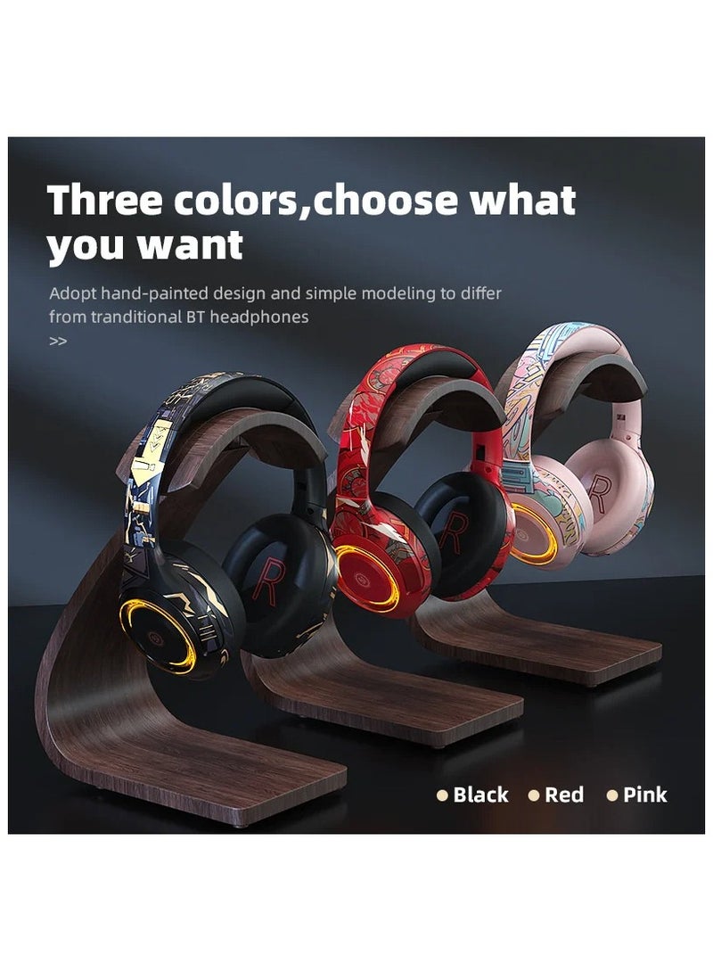 Gaming Headset  Wireless Bluetooth Headphones with Mic RGB Stereo Headset Supports TF Card FM Radio