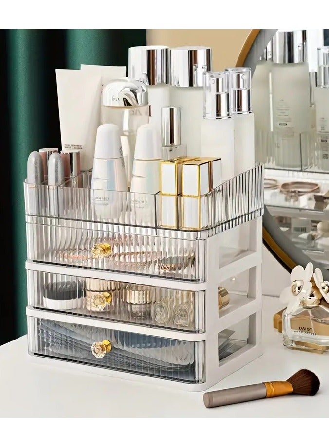 Makeup Organizer For Large Countertop Organizer With Drawers, Cosmetics Storage For Skin Care, Brushes,Eyeshadow,Lotions,Lipstick,Nail Polish,Great For Dresser