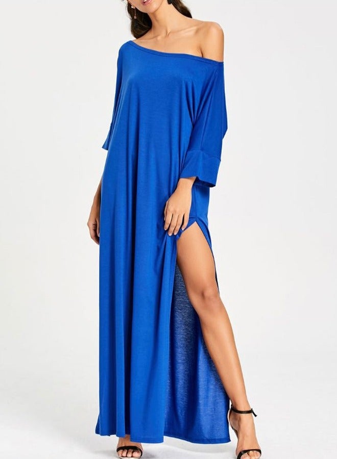 Casual Three-Quarter Sleeve Maxi T-Shirt Dress