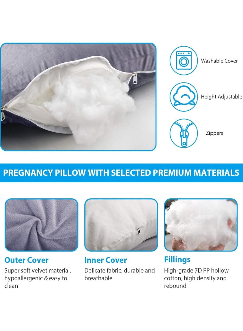 Pregnancy Pillows 180cm Long Maternity Pillows U-Shape Full Body Pillow Cooling Cover Pregnancy Pillows for Sleeping Body Pillows for Adults Maternity Pillow and Pregnancy Must Haves
