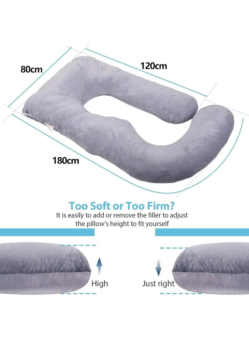 Pregnancy Pillows 180cm Long Maternity Pillows U-Shape Full Body Pillow Cooling Cover Pregnancy Pillows for Sleeping Body Pillows for Adults Maternity Pillow and Pregnancy Must Haves