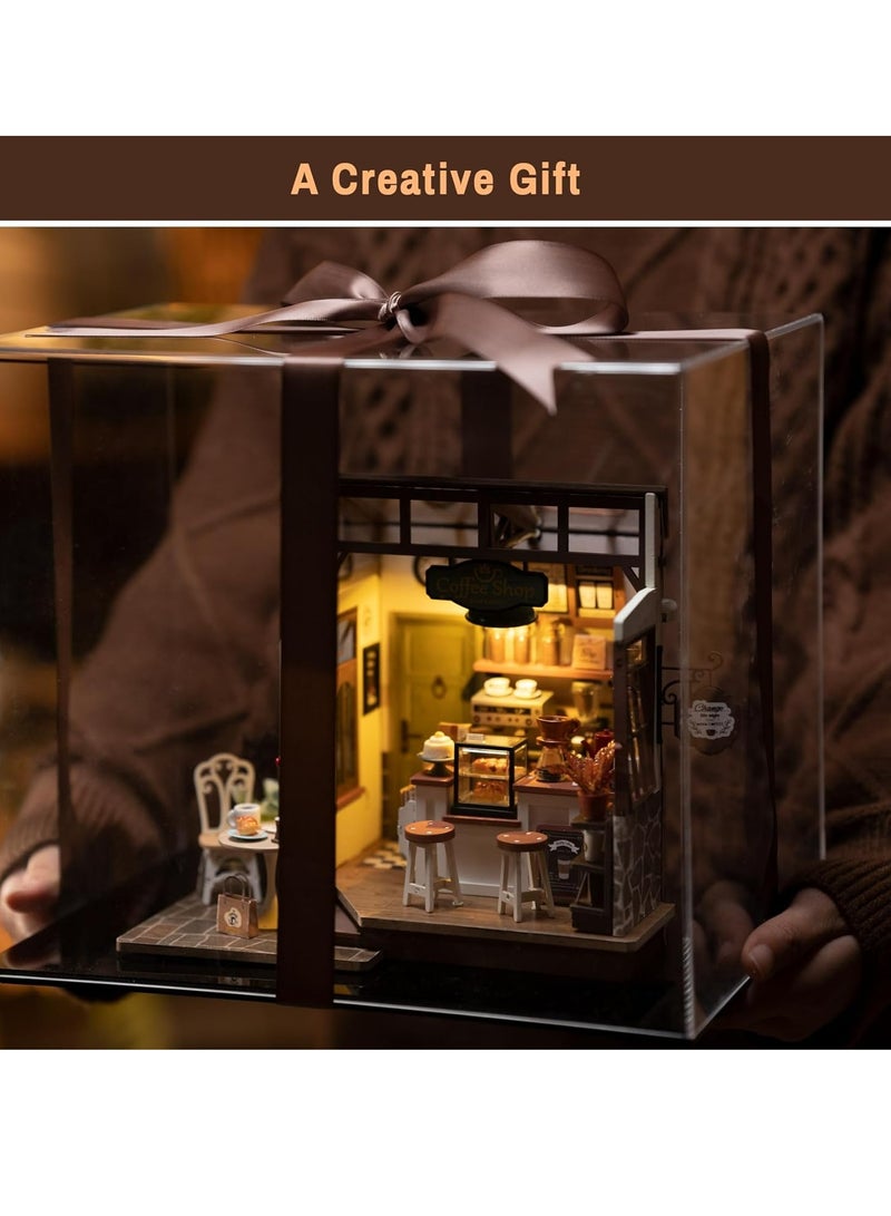 Rolife Flavory Café Miniature House kit DG162, Assembly Brain Teaser 3D Wooden Puzzle for Adults and Teens DIY Build Model Crafts Kits, Unique Gifts and Home Decor