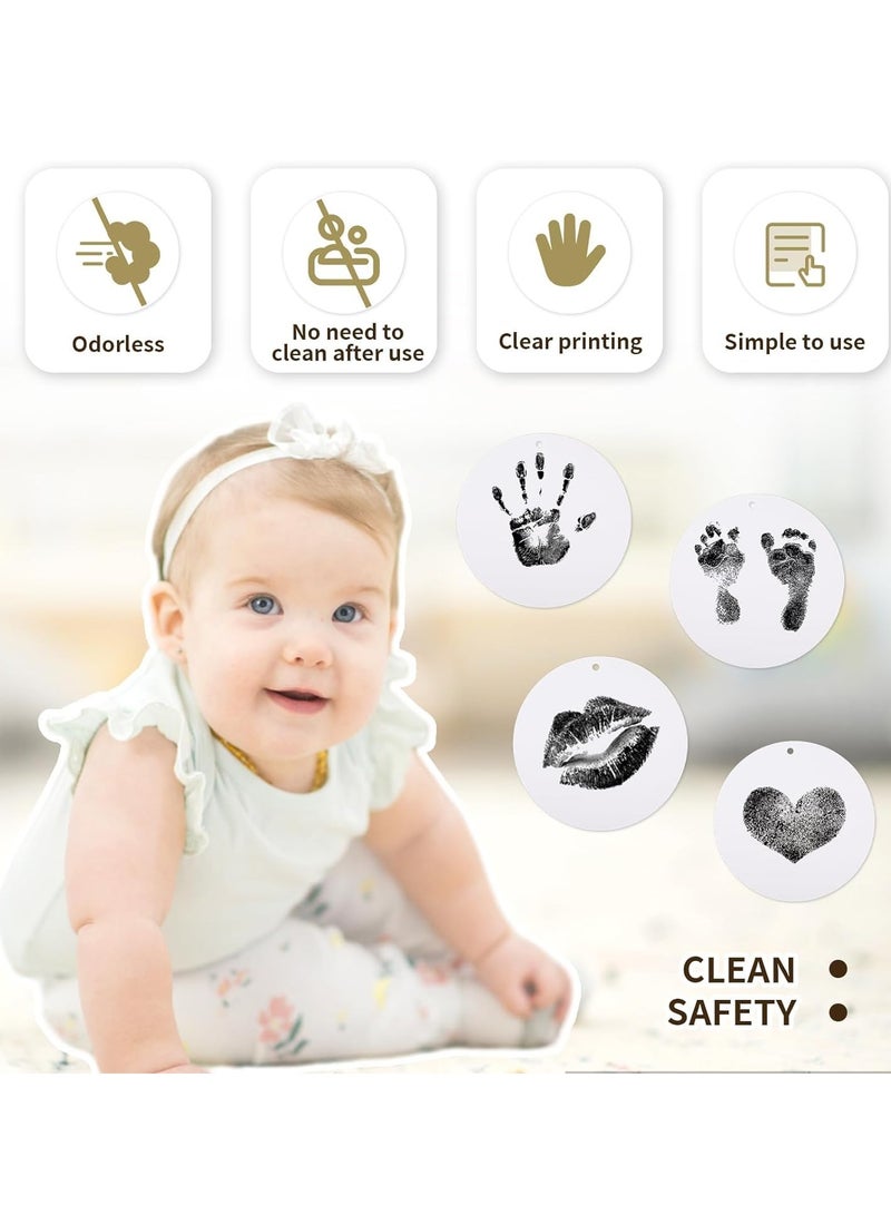 Inkless Hand and Footprint Kit - Ink Pad for Baby Hand and Footprints - 2Pcs Clean Touch Ink Pads with 6 Imprint Cards, Doesn’t Touch Skin, Inkless Print Kit Safe Non-Toxic for Newborn Baby, Family