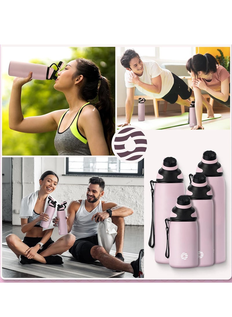 Stainless Steel Water Bottle 1L with Magnetic Lid, BPA Free Insulated Water Bottle, Sports Metal Water Bottle Hot&Cold Drinks Vacuum Flask Leak-Proof for Gym, Work, Travel