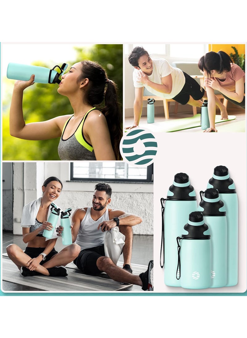 Stainless Steel Water Bottle 1L with Magnetic Lid, BPA Free Insulated Water Bottle, Sports Metal Water Bottle Hot&Cold Drinks Vacuum Flask Leak-Proof for Gym, Work, Travel