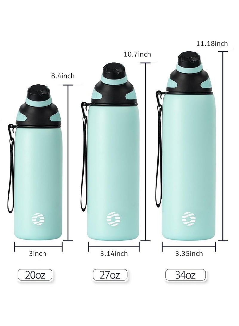 Stainless Steel Water Bottle 1L with Magnetic Lid, BPA Free Insulated Water Bottle, Sports Metal Water Bottle Hot&Cold Drinks Vacuum Flask Leak-Proof for Gym, Work, Travel