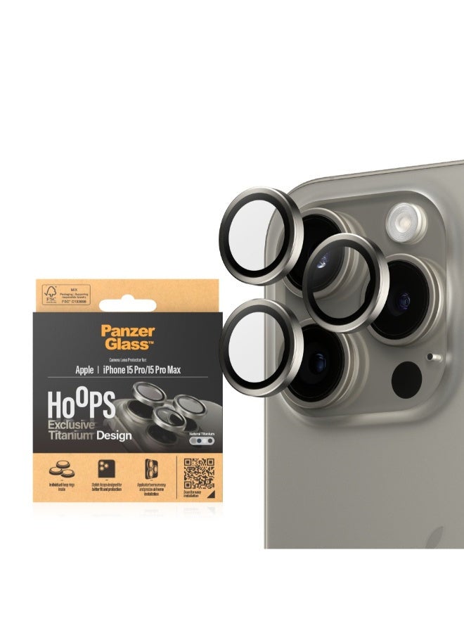 Hoops Camera Lens Protector for Apple iPhone 15 Pro / 15 Pro Max  - Shock Resistant, Scratch Resistant, Anti-Fingerprint, Zero Picture Distortion, Easy Install - Natural Titanium