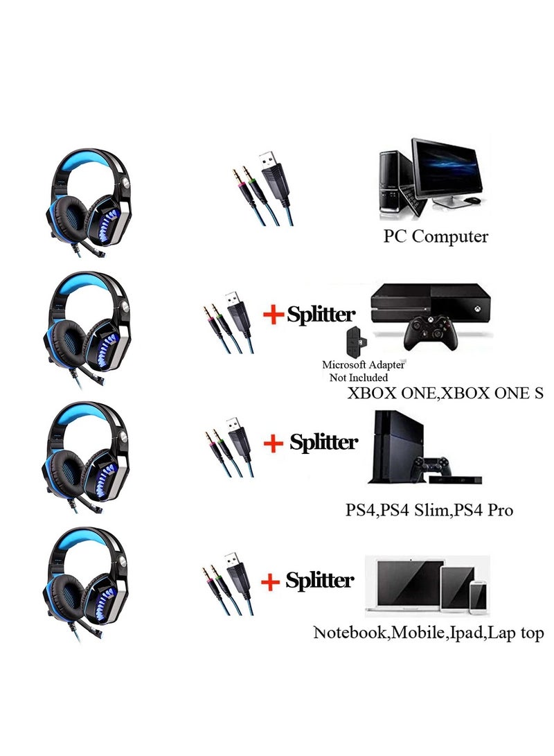 Upgrade G2000 Gaming Headsets with 360 Bending Microphone LED Metal Brakect for PC Computer PS4 Laptop Mobile  PUGB Game