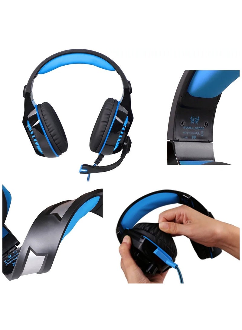 Upgrade G2000 Gaming Headsets with 360 Bending Microphone LED Metal Brakect for PC Computer PS4 Laptop Mobile  PUGB Game