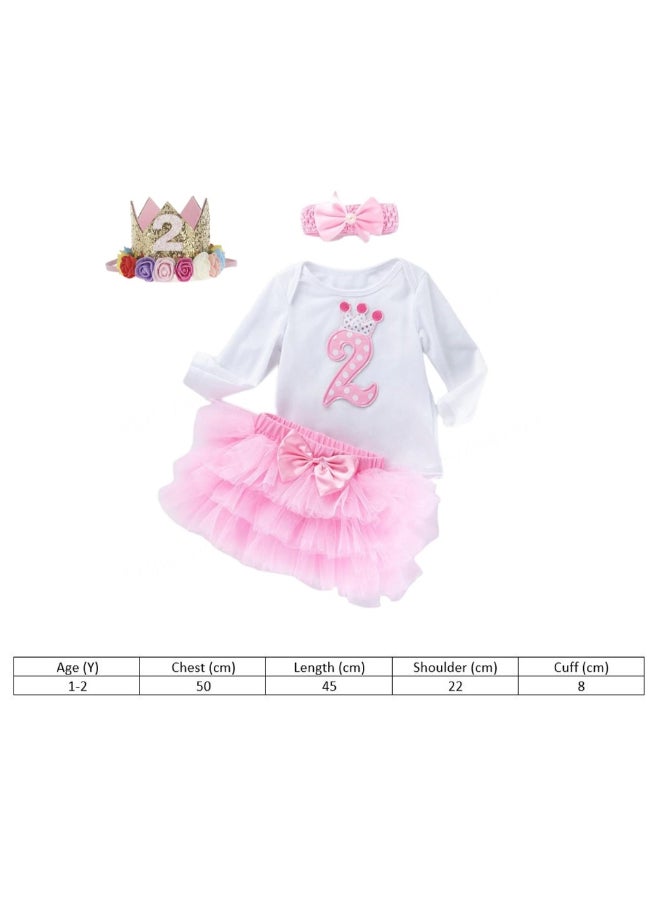 4-Piece Second Birthday Princess Party Dress Set Multicolour