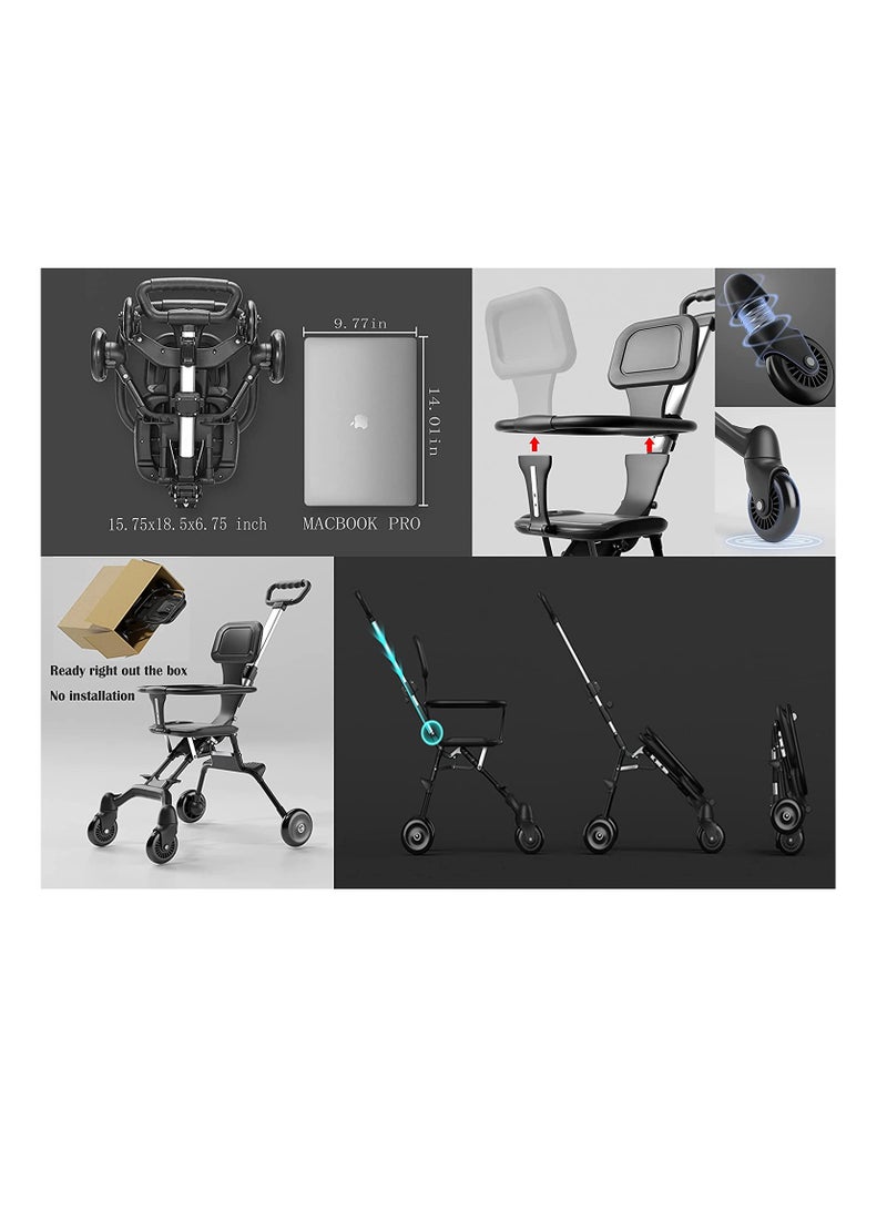 Baby Stroller Foldable Four-wheeled Child Stroller Lightly and easly Foldable Child Stroller Suitable For 1 To 5 Years Old High Landscape Auxiliary Baby Artifact Grey Color