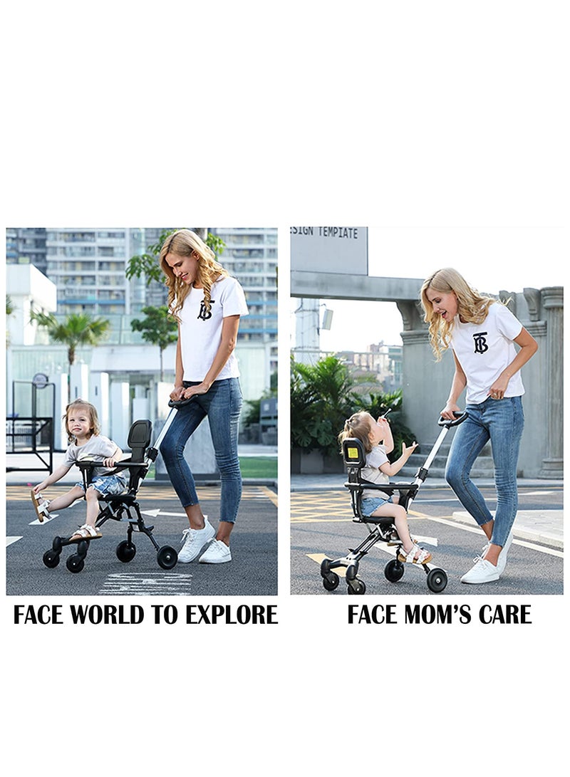 Baby Stroller Foldable Four-wheeled Child Stroller Lightly and easly Foldable Child Stroller Suitable For 1 To 5 Years Old High Landscape Auxiliary Baby Artifact Grey Color