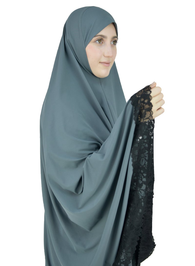 Two Piece Islamic prayer dress women with Lace ,Prayer Clothes for Muslim Women, Prayer Abaya For women, Jilbab 2 piece, Umrah essentials,Prayer Hijab and Khimar